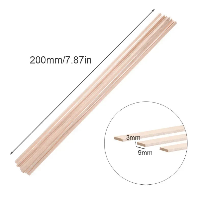 20–50pcs Balsa Wood Sticks – Square Craft Rods for DIY Model Building, Carving & Handicraft Making