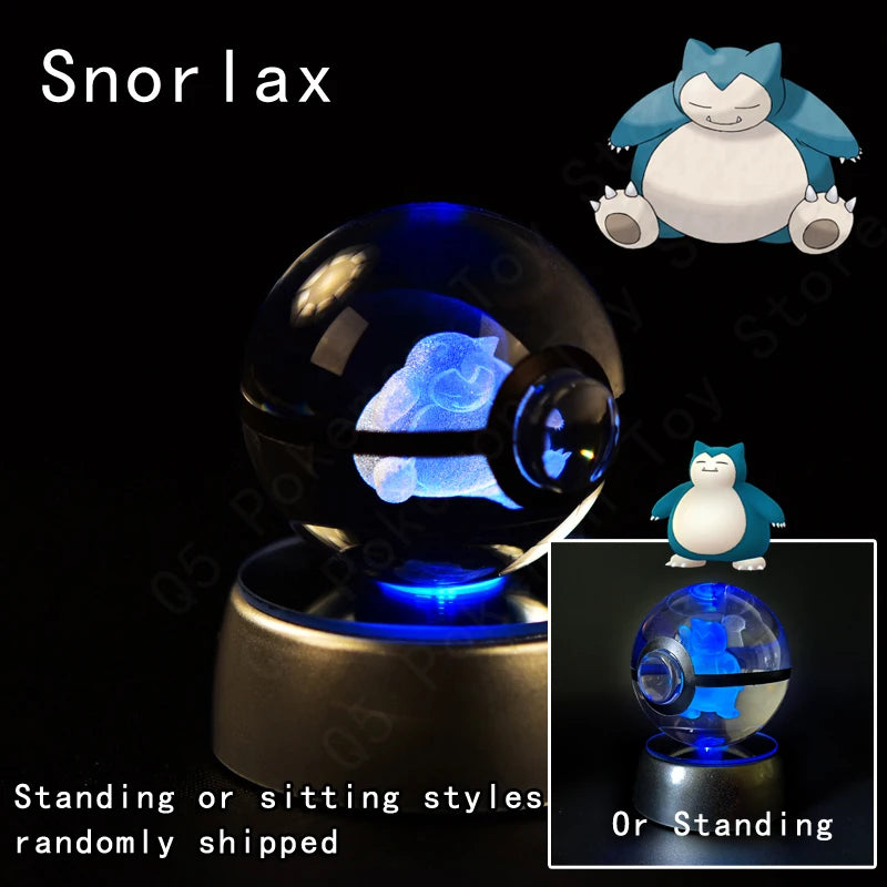 Pokémon 3D Crystal Ball Night Light – Pikachu, Gengar & Mewtwo Pokéball Glass Lamp for Kids Birthday Gifts