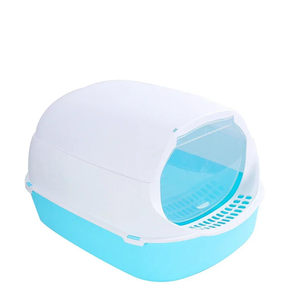 Kitty Sandbox Cat Litter Box • Semi-Enclosed Splashproof Cat Toilet • Easy-Clean Pet Litter Tray for Kittens & Cats