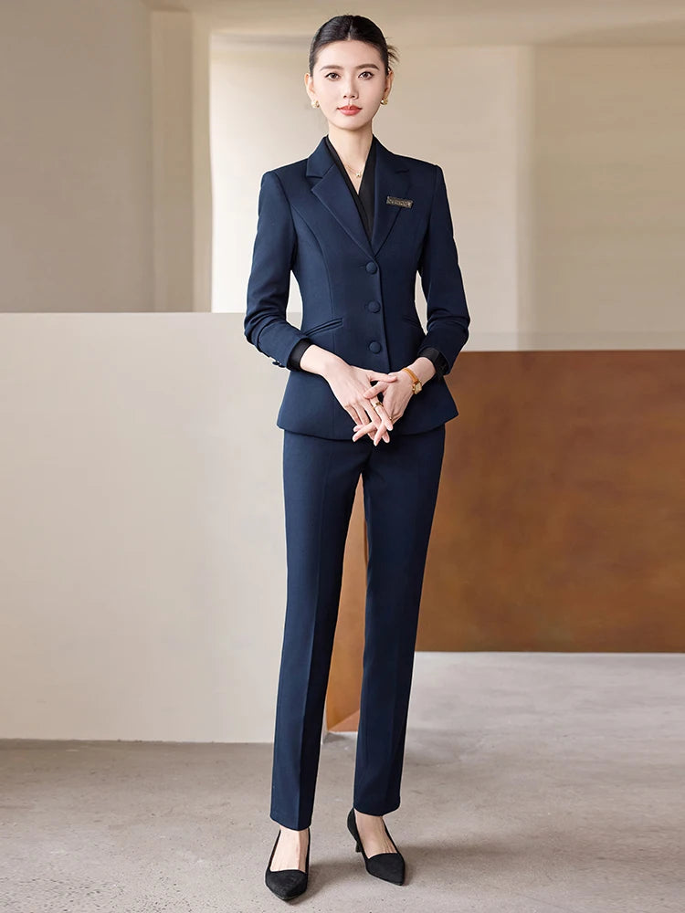 NAVIU Women’s Single Breasted Blazer & Pants Set – Formal Office Career Suit