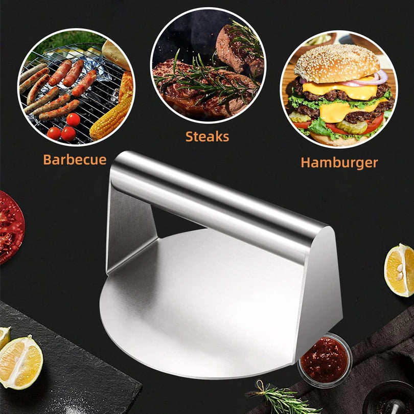 Stainless Steel Smash Burger Press – Heavy-Duty Meat Masher & Patty Mold for Grilling & Kitchen Cooking