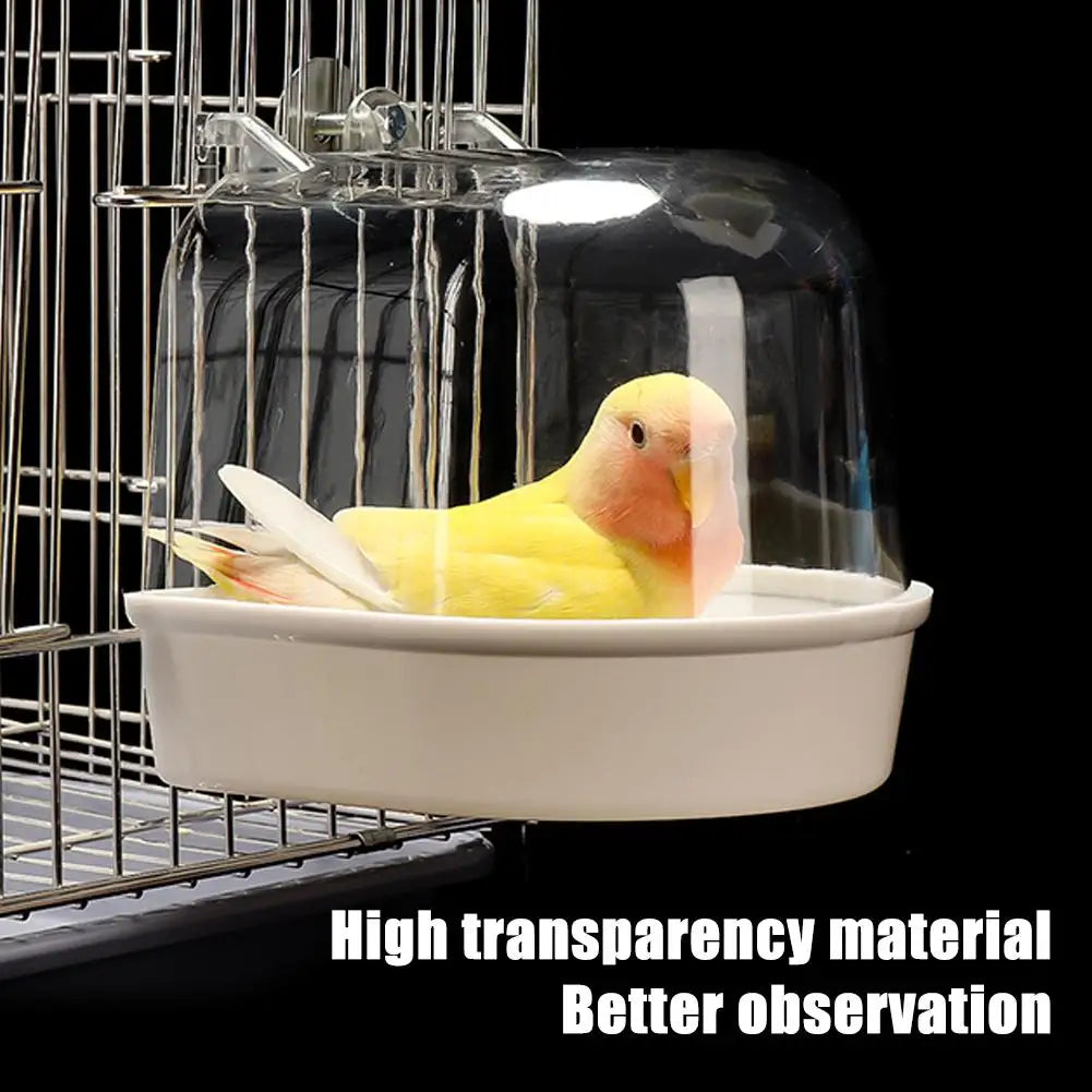 Clear Hanging Bird Bath – Cage Bathtub for Parakeets, Canaries, Budgerigars & Cockatiels