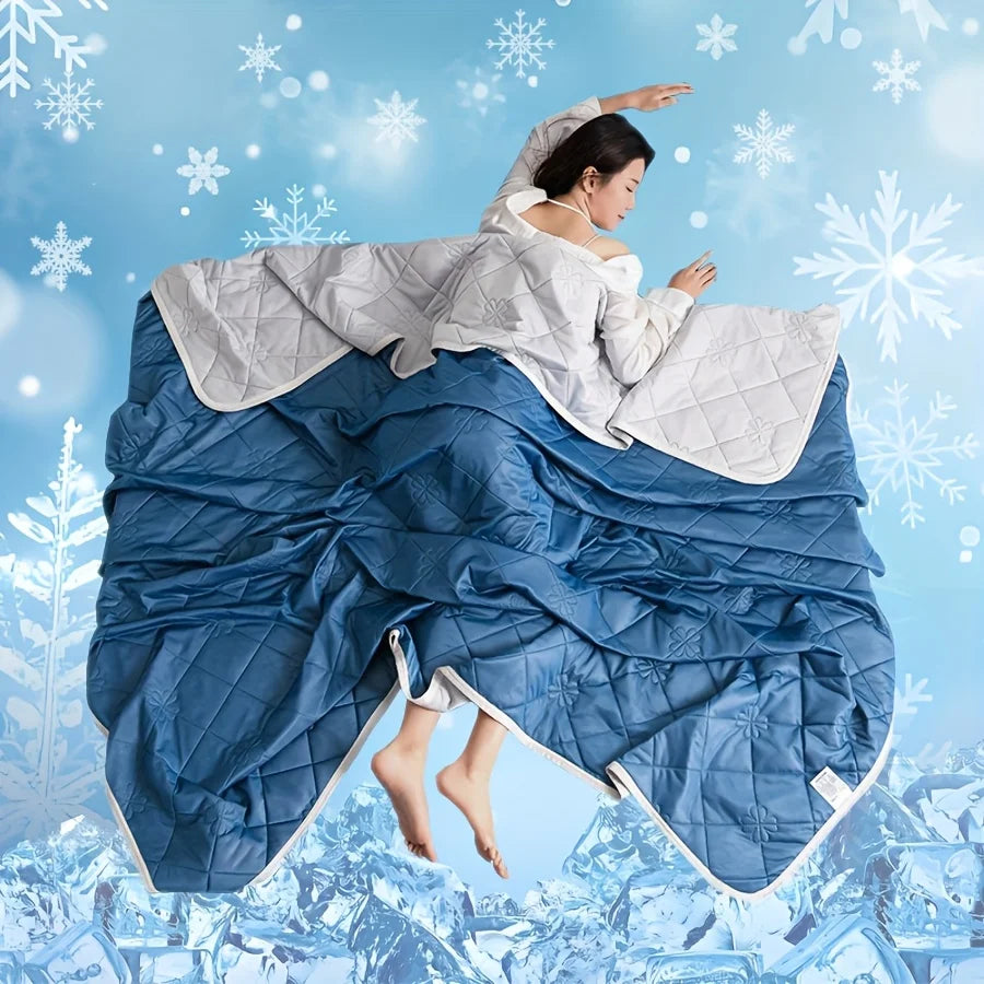 بطانية صيفية من الحرير الجليدي تمنح شعورًا بالانتعاش - لحاف تبريد خفيف الوزن، مضاد للبكتيريا، قابل للغسل