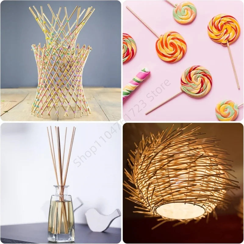 50Pcs Round Wooden Sticks – Durable DIY Dowels for Crafts, Cake Making, Ice Lollies & Model Building