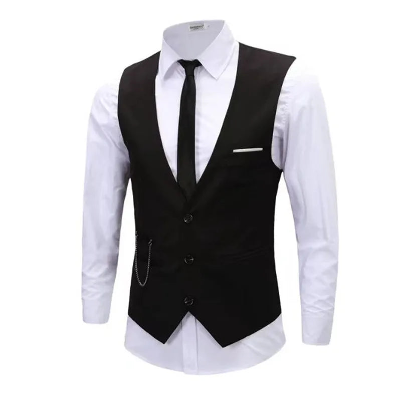 Men's Slim Fit Suit Vest – High-Quality 7XL Formal Business Waistcoat