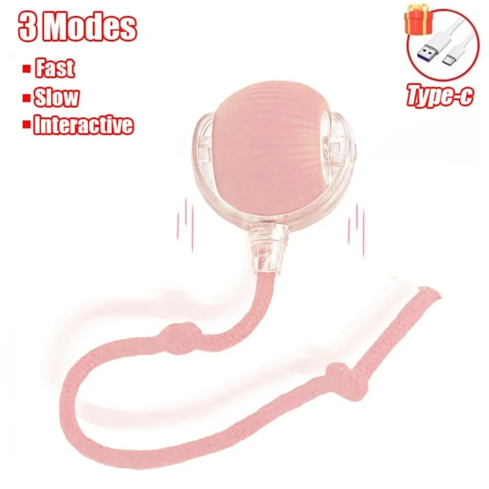 لعبة كرة دوارة تفاعلية ذكية قابلة لإعادة الشحن - فأر كهربائي بذيل صناعي للقطط والكلاب