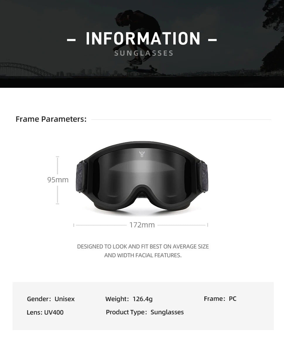 VAGHOZZ Double-Layer Ski & Motorcycle Goggles – Anti-Fog, Anti-UV Unisex Windproof Goggles with Box