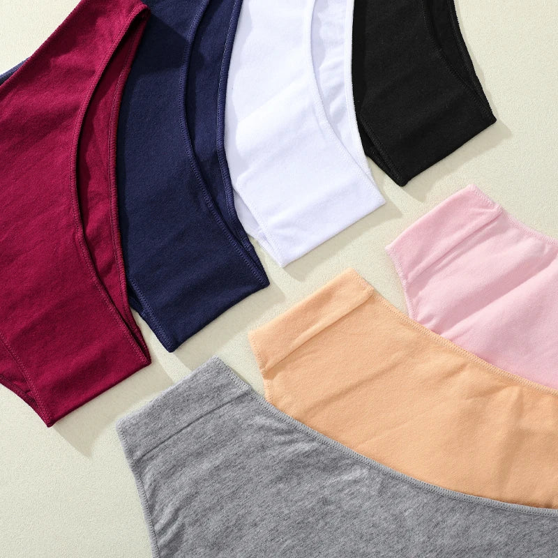 4PCS Women's Cotton Seamless Low Waist Panties Soft Breathable Comfortable Underwear Lingerie