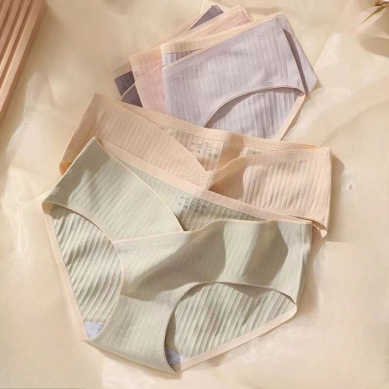 Stripe Jacquard Cotton Low Waist Maternity Panties Seamless Pregnancy Underwear Plus Size