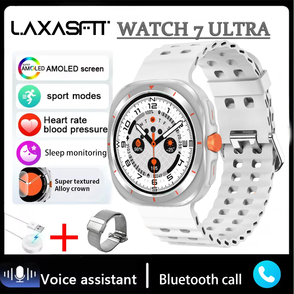 ساعة LAXASFIT GT7 Ultra Smart Watch 2025 - جهاز تتبع اللياقة البدنية والصحة متعدد الوظائف للرجال والنساء، هدية للعطلات