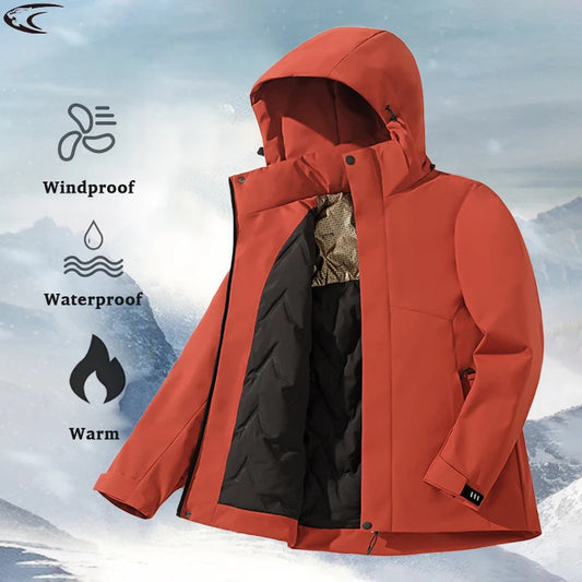 LNGXO Unisex Winter Waterproof Jacket – Fleece-Lined Windbreaker for Hiking, Camping & Skiing