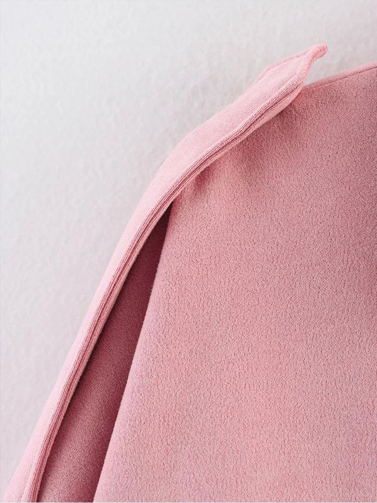 TFMLN Women Suede Bomber Jacket Spring New Fashion Long Sleeve Zipper Oversize Solid Coat Chic Lady 2025 Streetwear