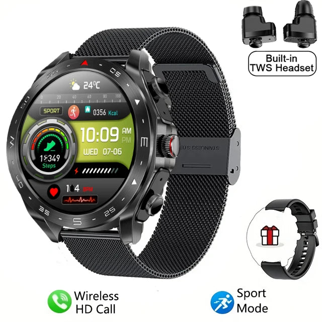 Smart Watch with TWS Earphones – 2-in-1 Bluetooth Call Sports Smartwatch | HIFI 9D Sound for Men & Women