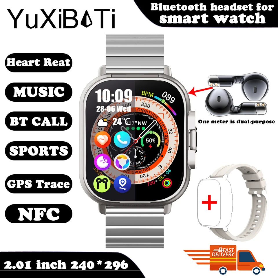 TWS 2-in-1 Smart Watch with Earphones – Wireless Bluetooth Call, Health Monitor, Fitness Tracker, Sports Smartwatch
