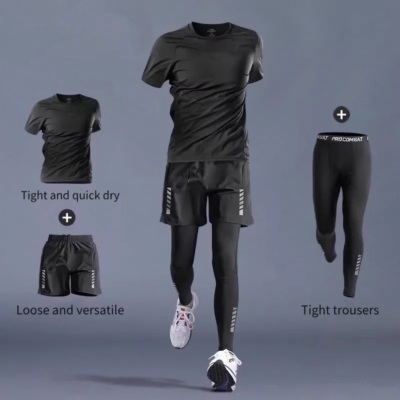Men's Running Suits | Sports Fitness & Marathon Speed-Dry Training Clothes with Phone Pocket