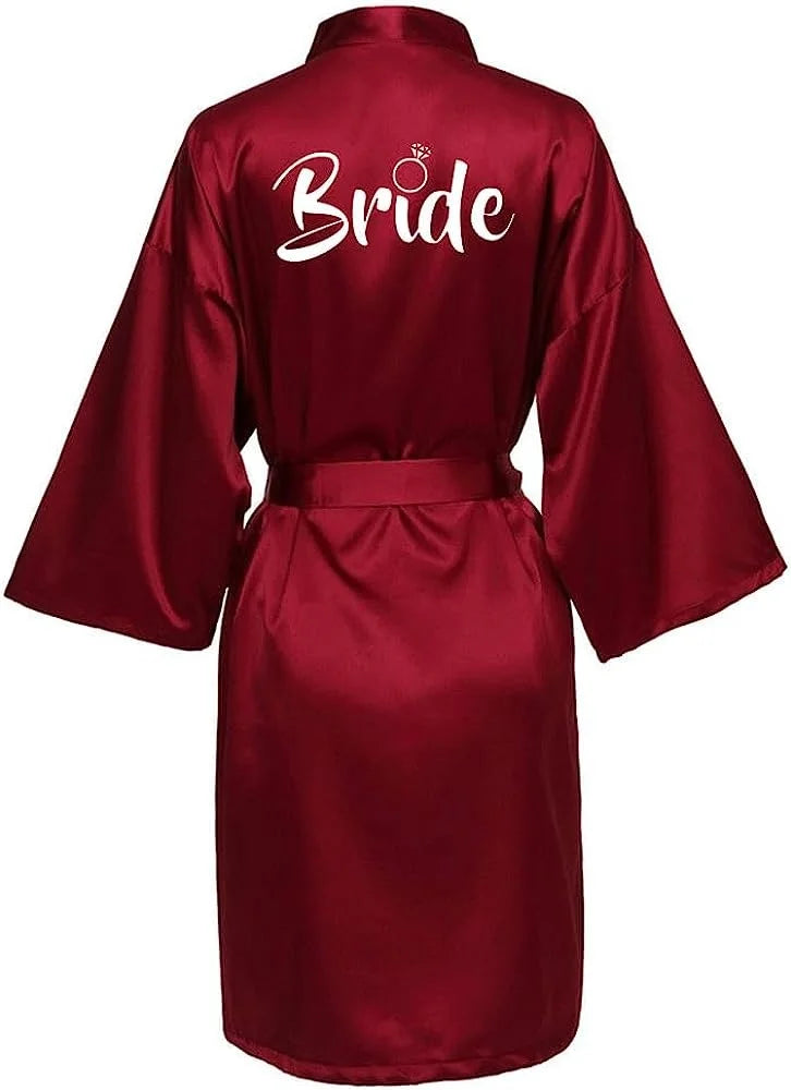 Women's Satin Silk Robe | Wedding Bathrobe Bride & Bridesmaid Sleepwear Gown M030