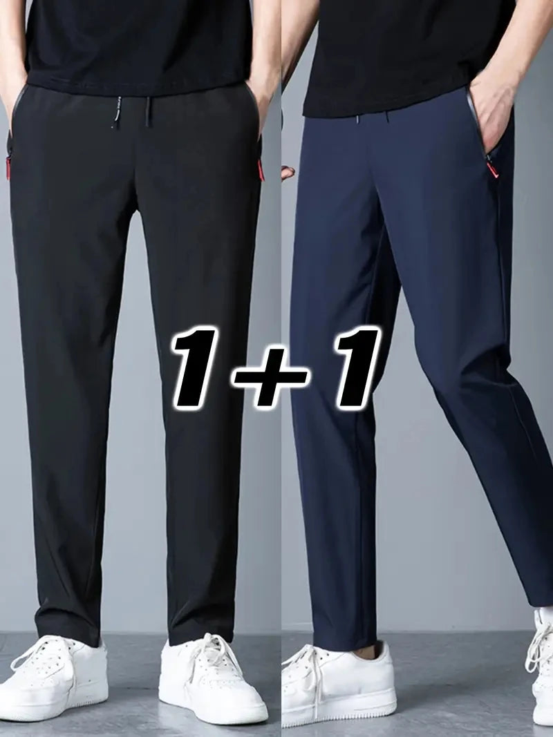 Men’s Casual Jogger Pants 2-Pack – Stretch Elastic Waist Trousers, Plus Size