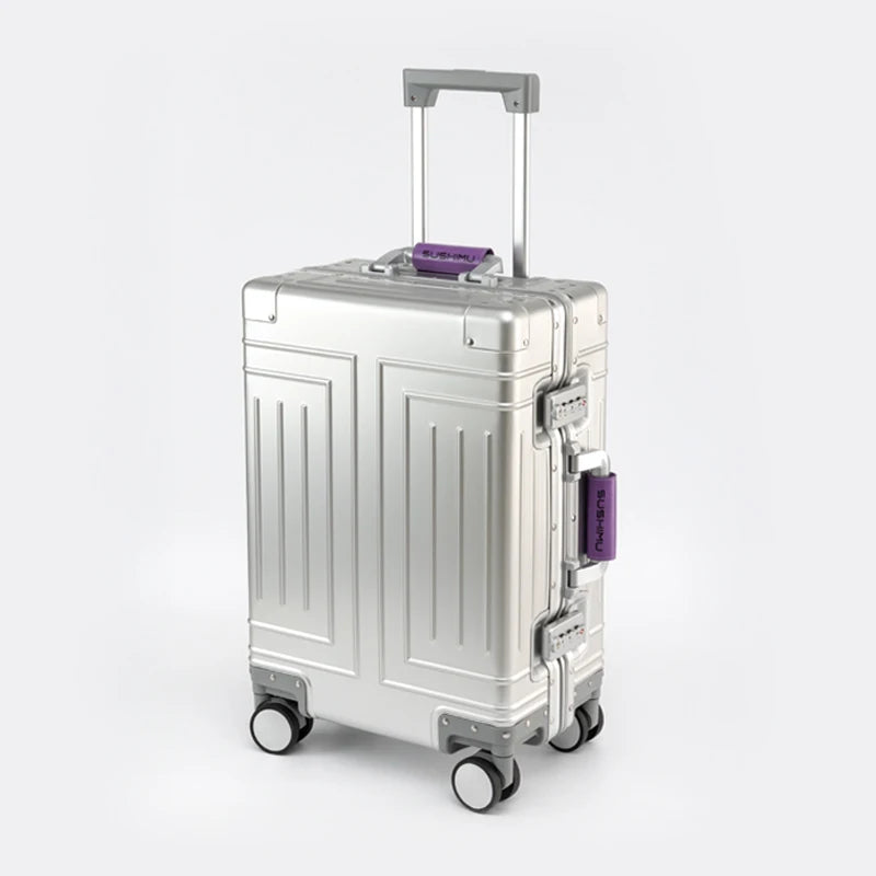 100% Aluminum-Magnesium Alloy Travel Suitcase | Rolling Trolley Luggage Carry-On Cabin 20/24/28 Inch