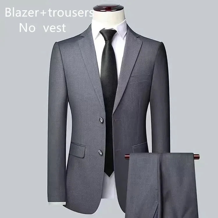 Men's Solid Color Business Suit 2025 – High-Quality Wedding & Banquet Groom Outfit