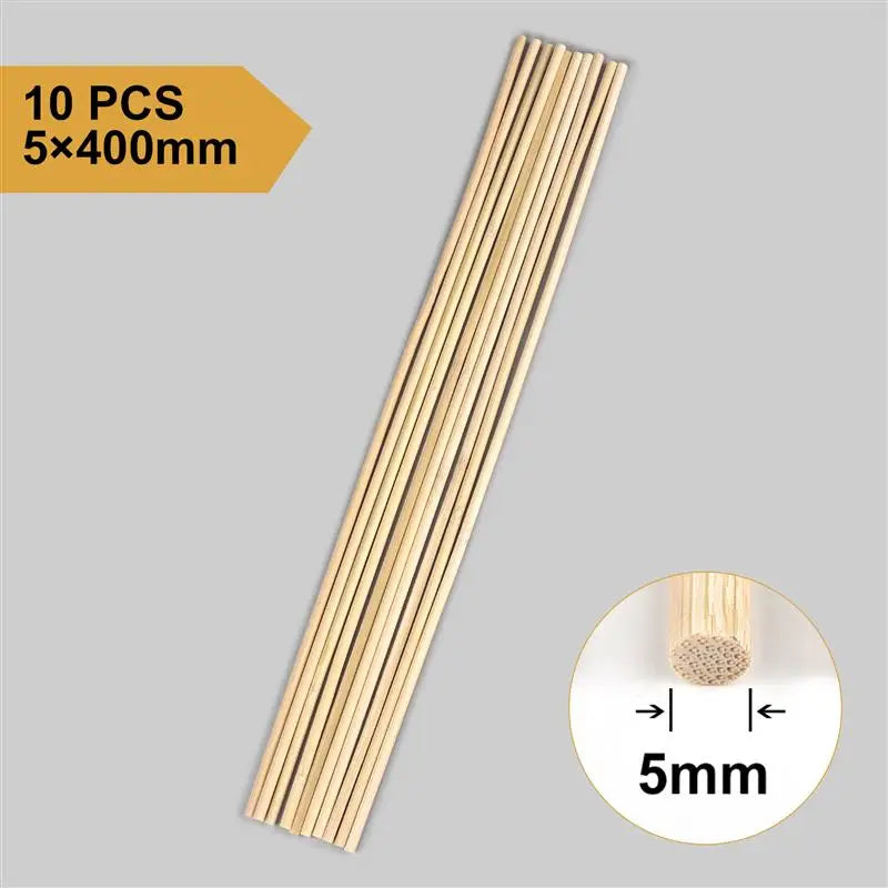 3–8mm Round Natural Wooden Bamboo Sticks – DIY Craft Material for Handmade Projects & Woodworking Supplies