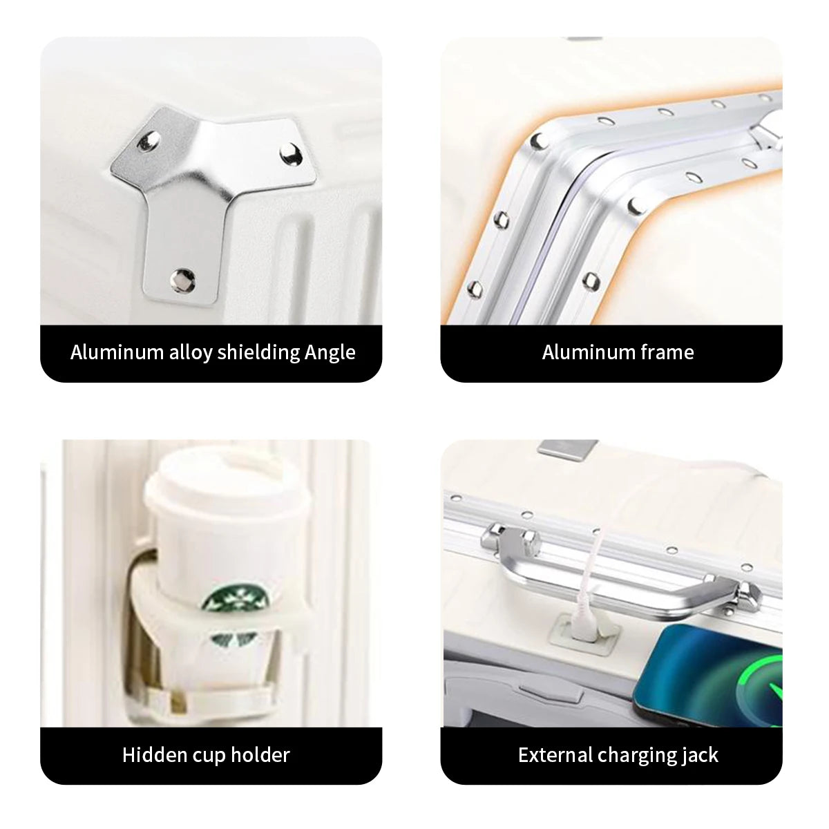 Aluminum Frame Trolley Luggage | Rolling Suitcase with USB & Combination Lock | 20/24/26/28 Inch Carry-On