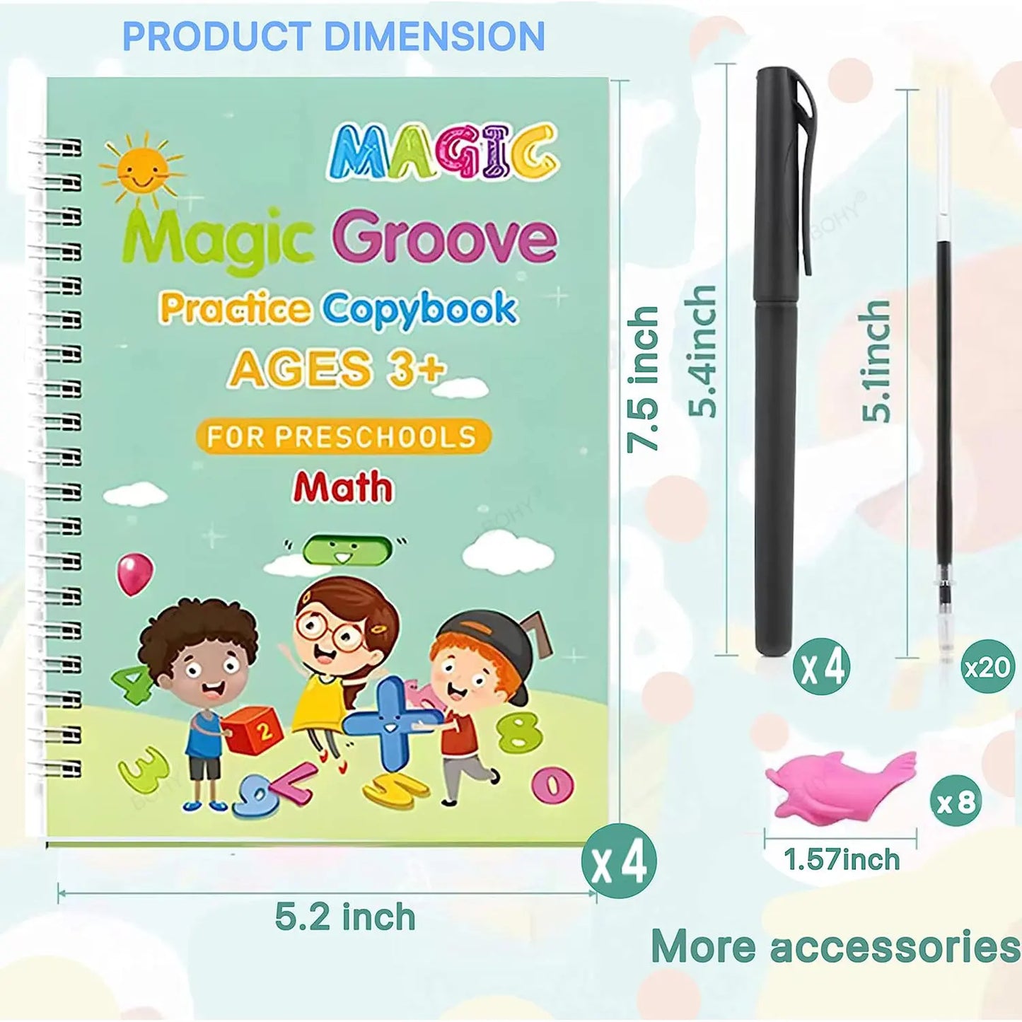 Grooved Handwriting Magic Practice Copybook – Cursive Writing & Calligraphy Workbook for Kindergarten & Preschool Kids