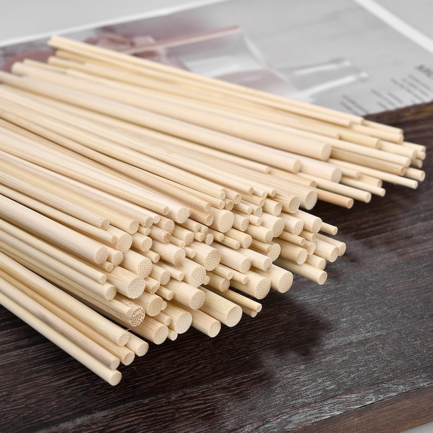 3–8mm Round Natural Wooden Bamboo Sticks – DIY Craft Material for Handmade Projects & Woodworking Supplies