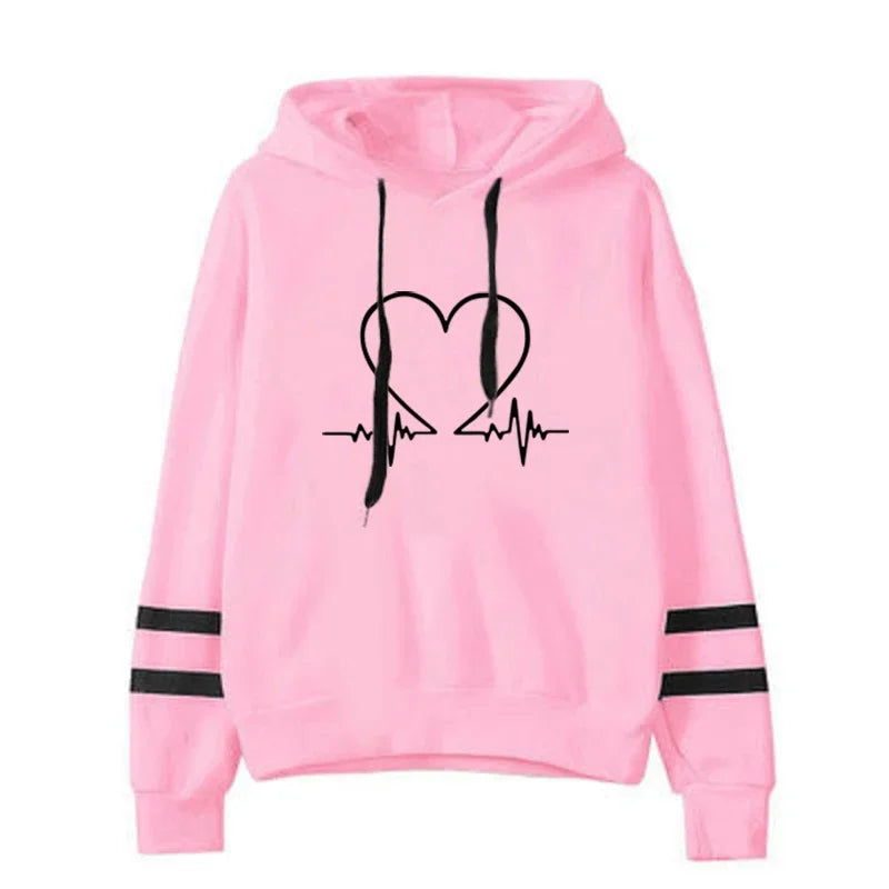 Women’s Casual Sweatshirt – Comfortable Slim Fit Striped Pullover Hoodie for Daily Wear & Jogging