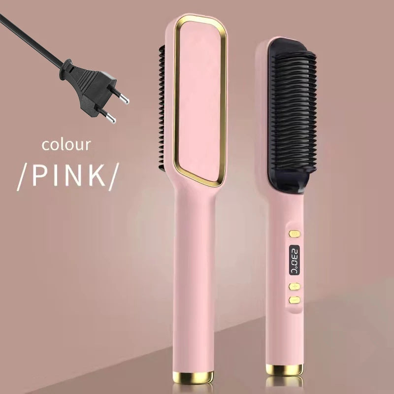 Electric Hot Comb Hair Straightener – Negative Ion Anti-Scald Straightening Brush & Styling Tool