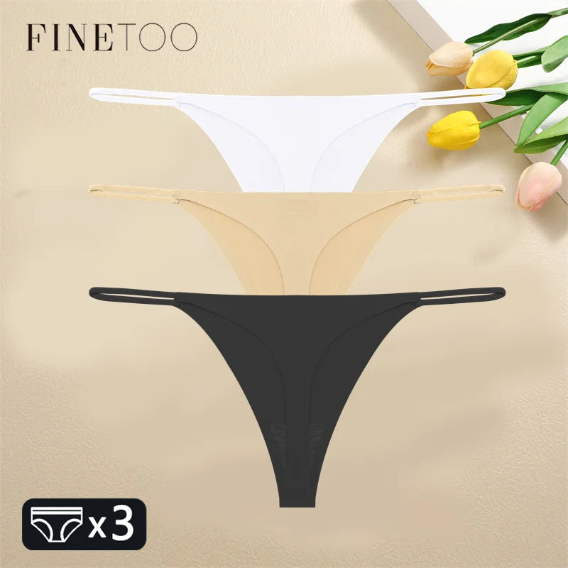 FINETOO 1PCS Women Seamless Thongs – Sexy Low Waist Bikini Panties, Traceless T-Back, XS-XL