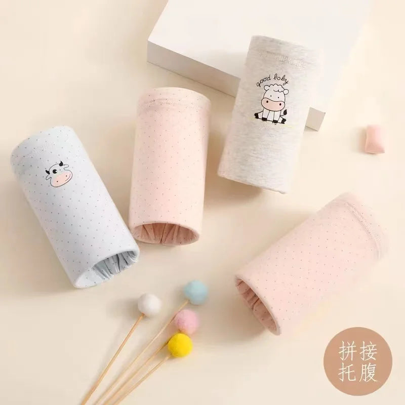 5PCS Women's Cotton Maternity High Waist Panties Adjustable Belly Support Solid Color Briefs