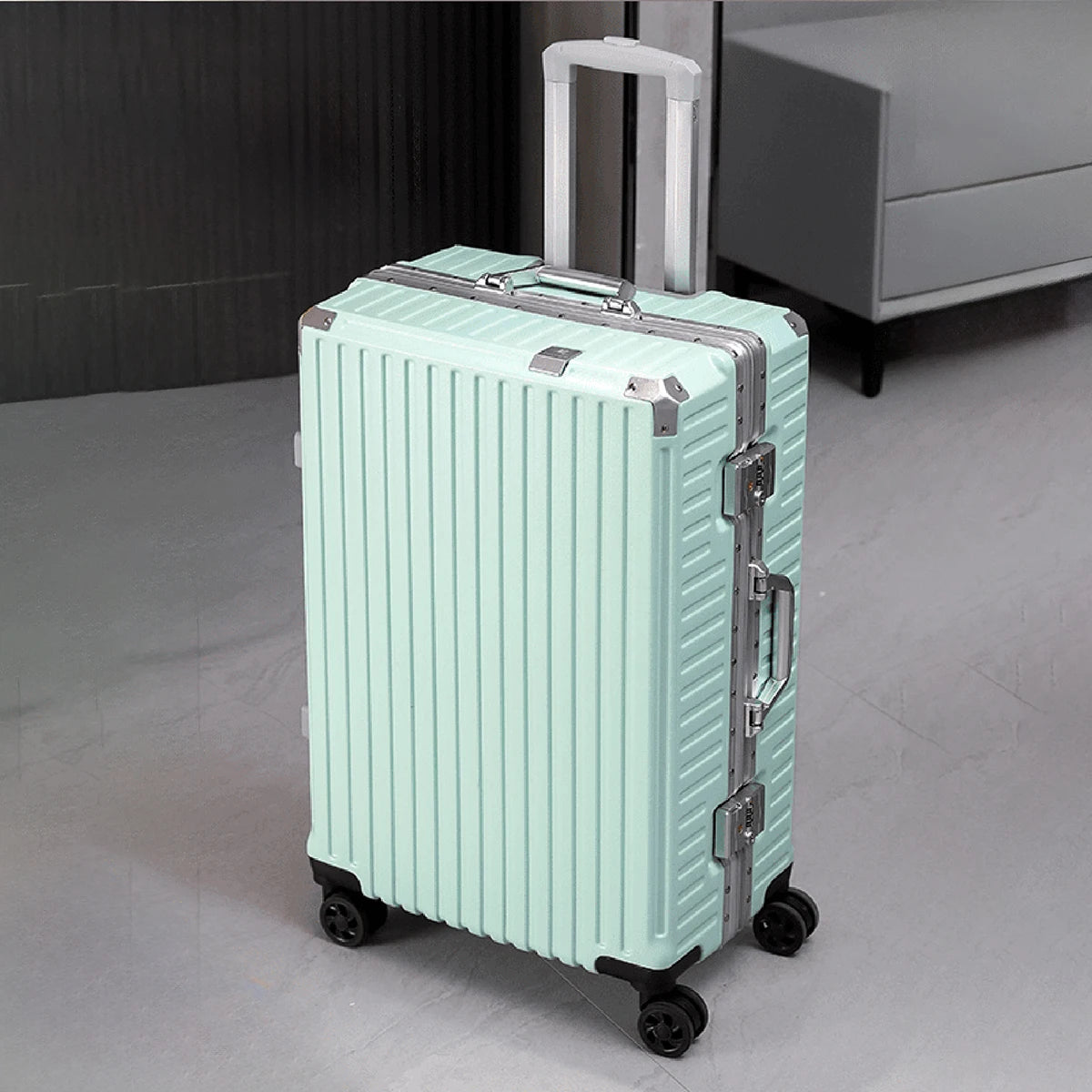 Aluminum Frame Trolley Luggage | Rolling Suitcase with USB & Combination Lock | 20/24/26/28 Inch Carry-On