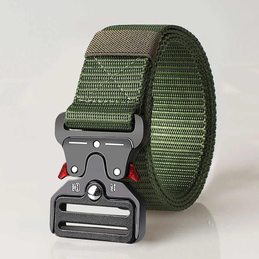 حزام تكتيكي رجالي - حزام خارجي متين وقابل للتعديل للمشي لمسافات طويلة والرياضة والملابس الكاجوال | يناسب البناطيل والجينز، تصميم للجنسين