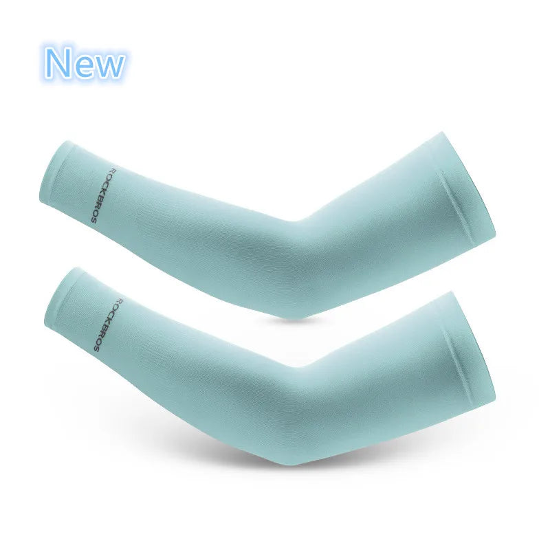 كم ذراع ROCKBROS - قابل للتهوية، سريع الجفاف، حماية من الأشعة فوق البنفسجية، كم ذراع رياضي لركوب الدراجات - مصنوع من قماش جليدي، واقي من الشمس، ملابس لياقة بدنية