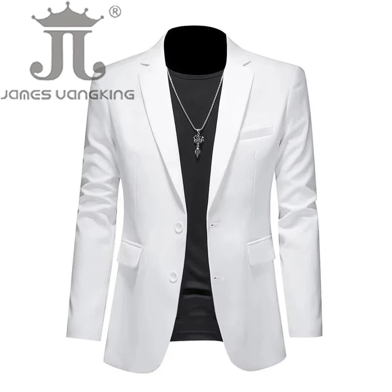 Men's High-End Solid Color Blazer – Casual Business & Groom Wedding Suit Jacket