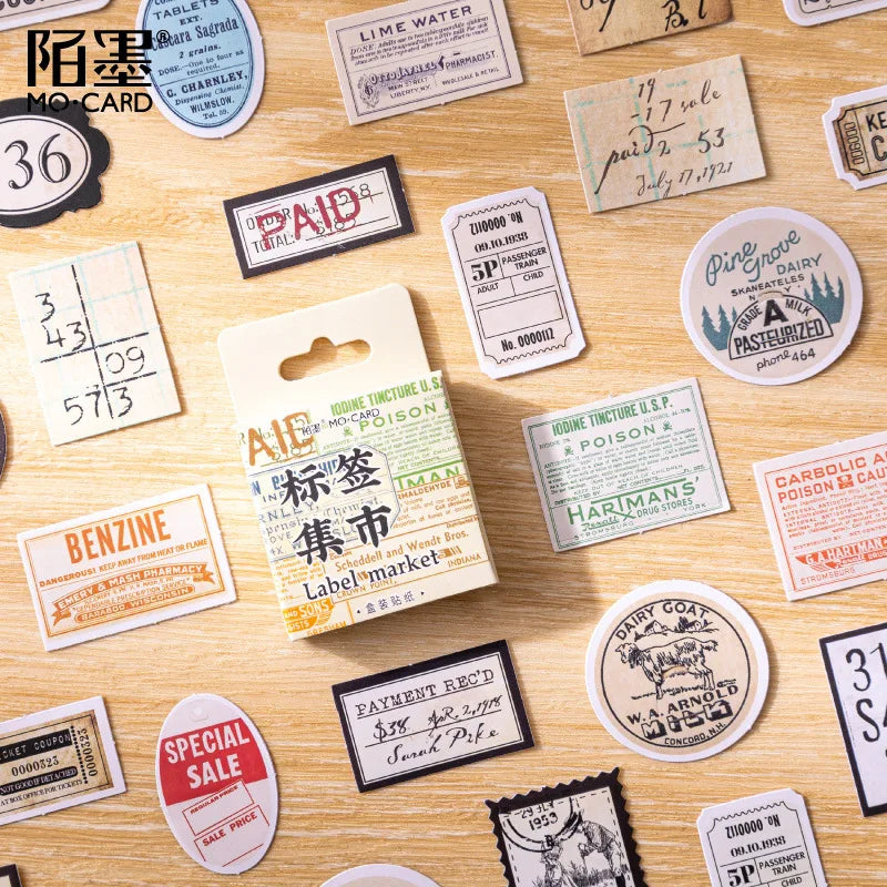 ٤٦ قطعة من ملصقات سلسلة الغابة الخضراء - يوميات جمالية، مخطط وملصقات سكرابوكينغ زخرفية