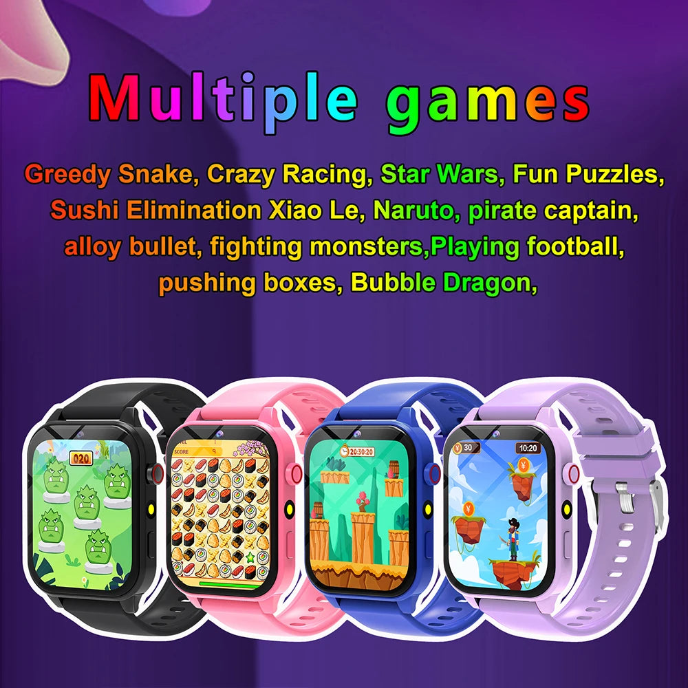 ساعة ذكية للأطفال مزودة بألعاب - شاشة عالية الدقة مقاس 1.83 بوصة، وكاميرا، ومراقبة النوم، وهدايا للأولاد والبنات