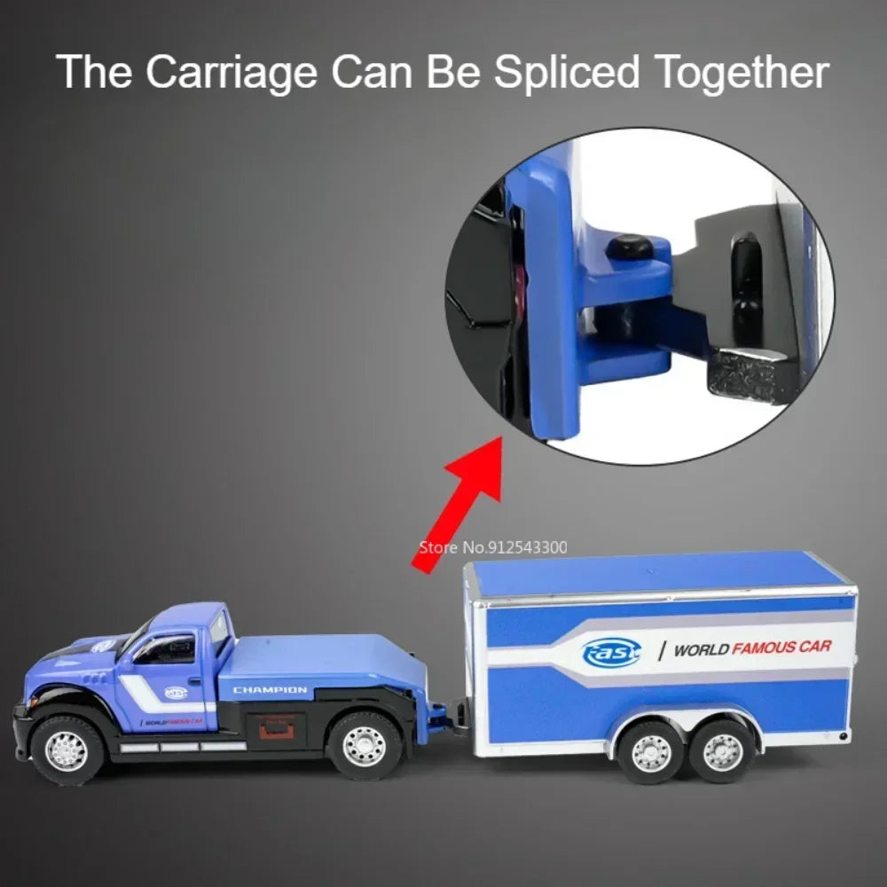 1:64 Alloy Container Trailer Diecast Toy Car – Metal Pull Back Truck Gift