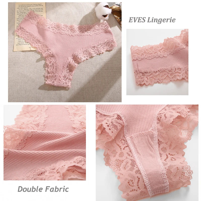 10PCS Set Women's Lace Cotton Low-Waist Brazilian Panties Soft Sexy Underwear Intimates