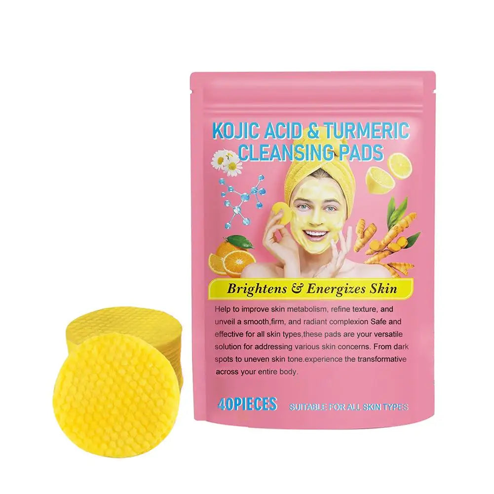 40/50pcs Turmeric Kojic Acid Cleansing Pads – Exfoliating Facial Pads for Daily Deep Cleansing Skincare
