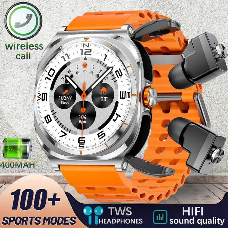 2025 2-in-1 Smart Watch with TWS Bluetooth Earphones – Dual Earbuds, Call, Health Monitor & Sports Music Tracker