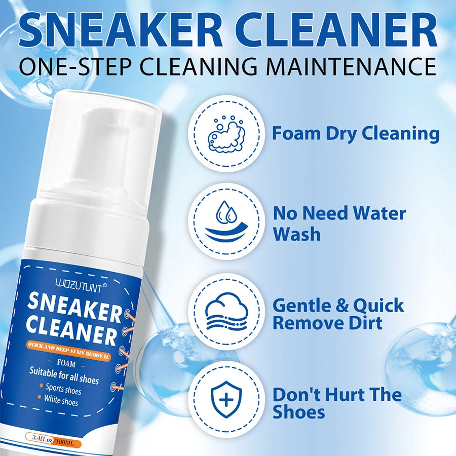 100 ml White Shoe Cleaner – No-Wash Dry Cleaning Foam for Suede, Sheepskin, Matte Leather & Sneakers