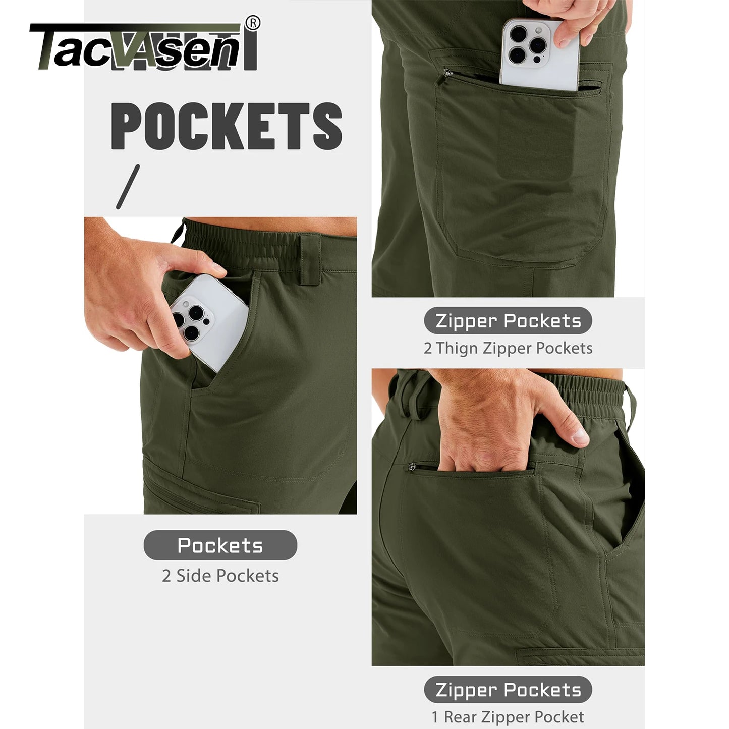 TACVASEN Men’s Lightweight Quick-Dry Cargo Pants – Summer Outdoor Water-Resistant Hiking & Work Trousers