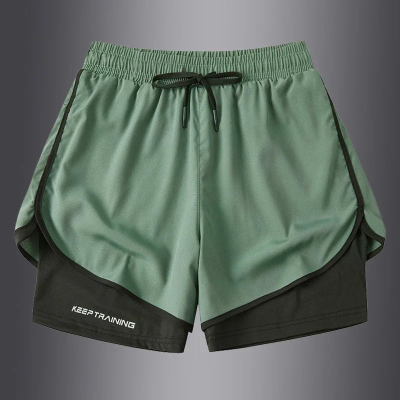 شورت رياضي للجنسين 2025 - ملابس رياضية صيفية مزدوجة الطبقات مقاس S-5XL