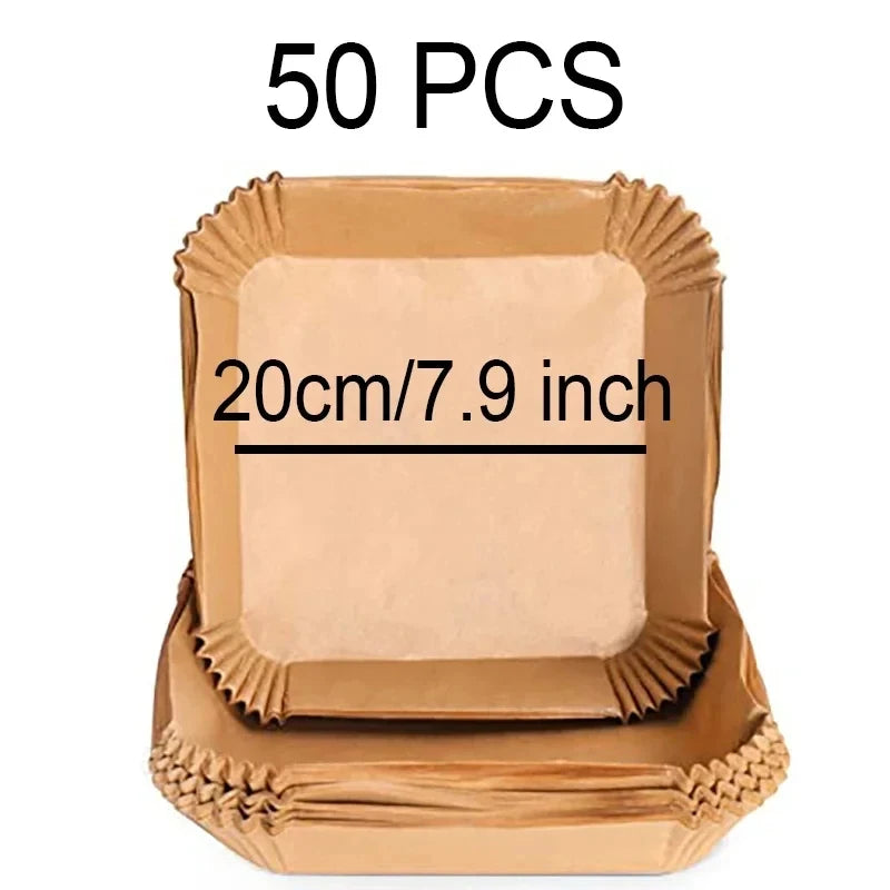 50–300pcs Air Fryer Baking Paper Liners – Disposable Oil-Proof Oven & BBQ Pads