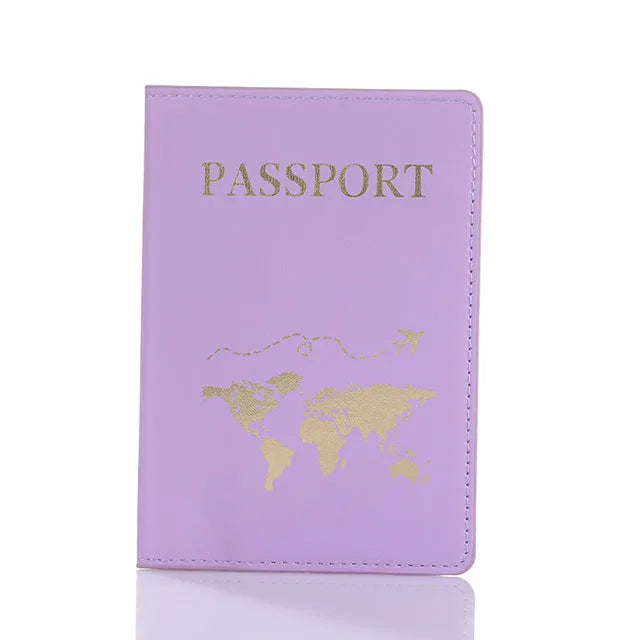World Map Passport Cover – Hot Stamping Travel Case for Men & Women
