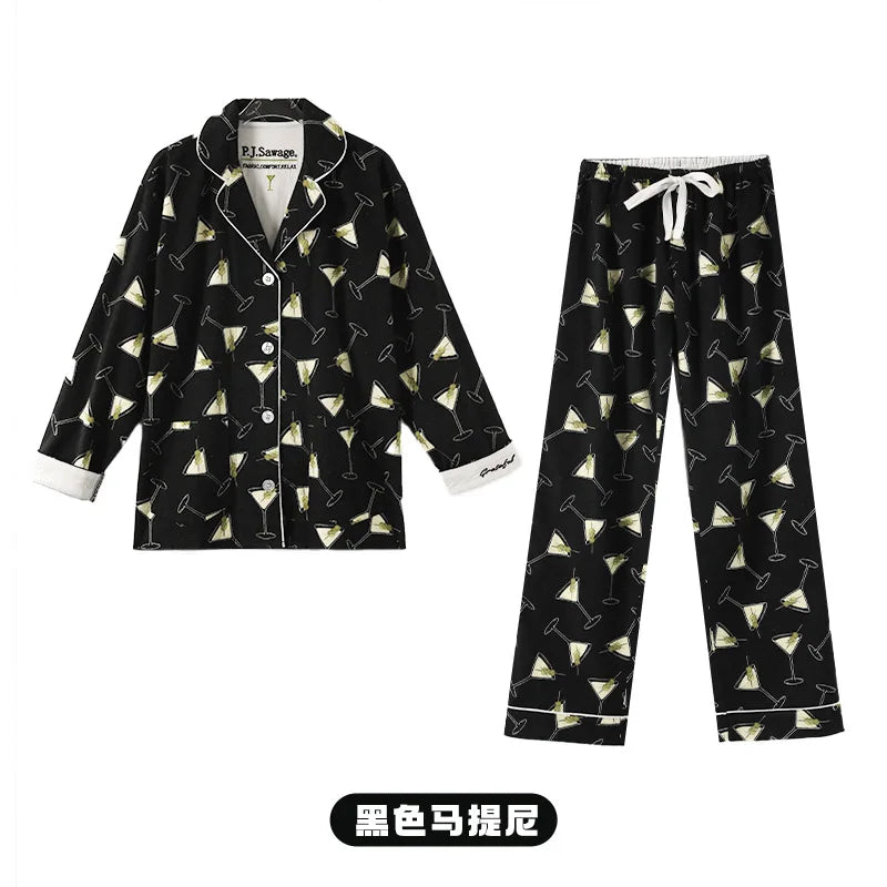 New Women's Loungewear Set | 100% Cotton Loose Cartoon 2-Piece Pajamas | Casual Sleepwear Outfit
