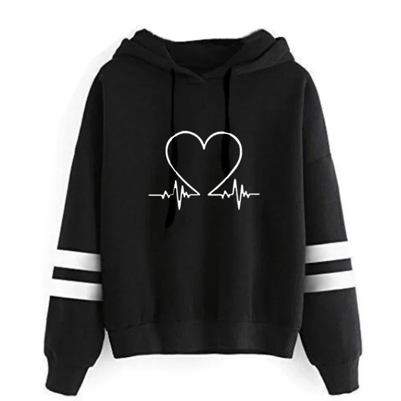 Women’s Casual Sweatshirt – Comfortable Slim Fit Striped Pullover Hoodie for Daily Wear & Jogging