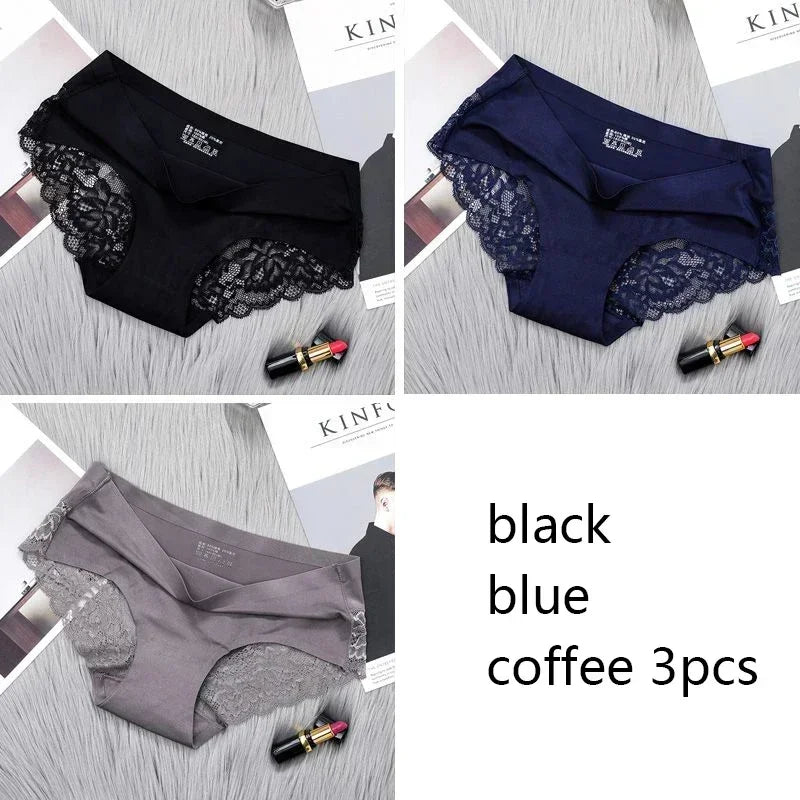 Seamless Women's Comfort Lace Hollow Out Low Rise Panties Set Soft Sexy Lingerie Underwear