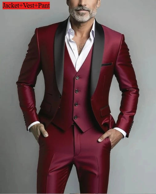 Men's Formal Slim Fit Tuxedo Suit – Luxury Groom & Prom Wedding Outfit